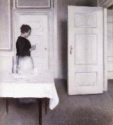Vilhelm Hammershoi Interior with Woman Reading a Letter,Strandgade 30,1899 oil painting
